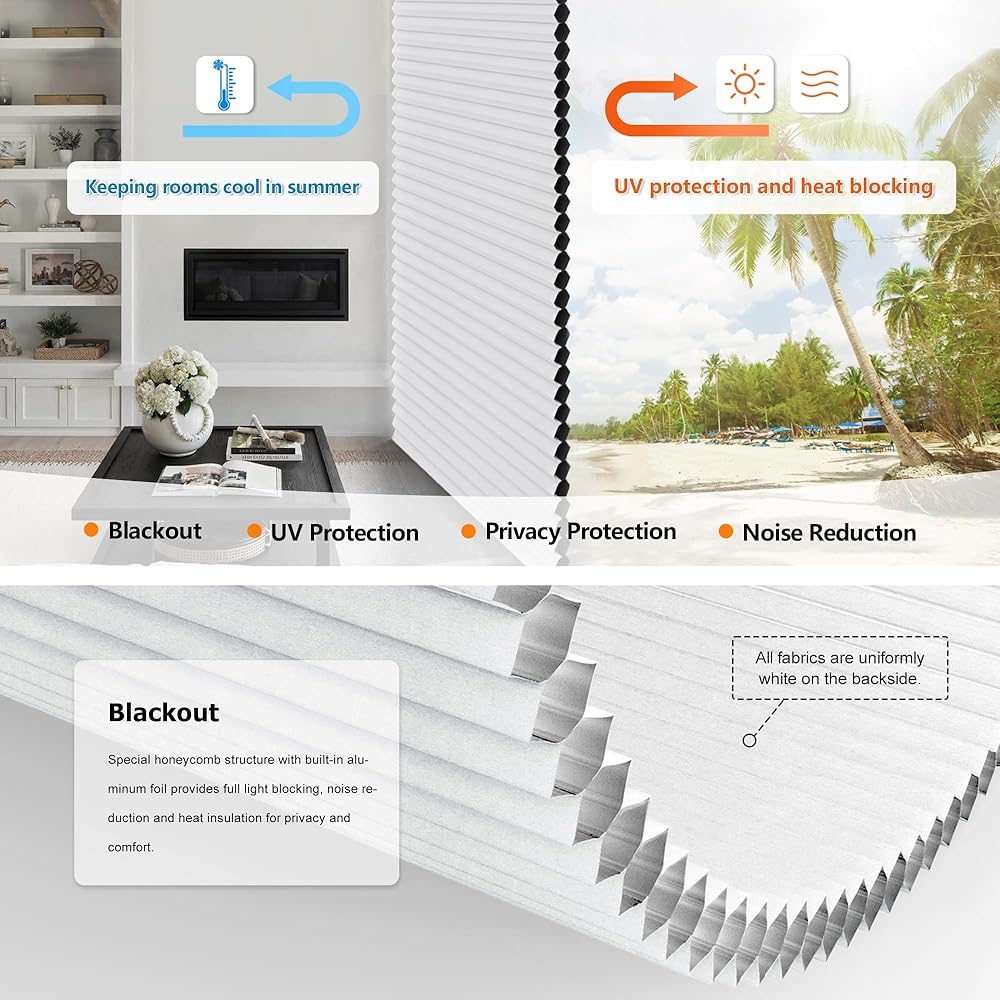 No-Drill Blackout Soft Cream Cellular Shades