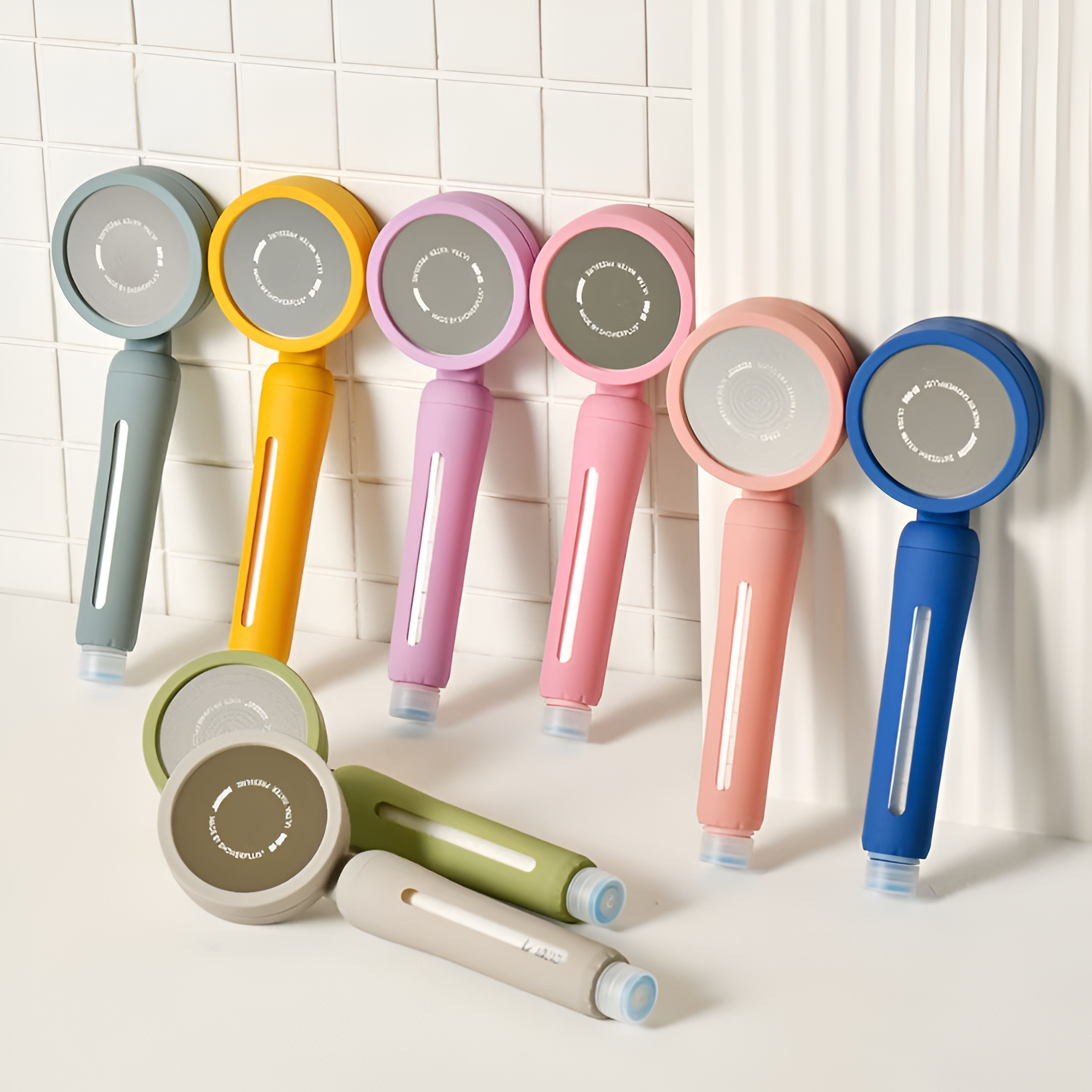 Pastel Turbo Jet Shower Head Set - High-Pressure Fan with Hose & Dual Nozzles